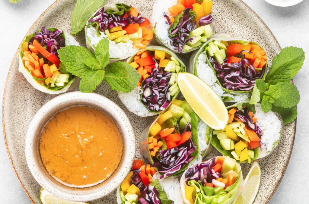 Recipe: Rainbow Cold Rolls with Peanut Dipping Sauce